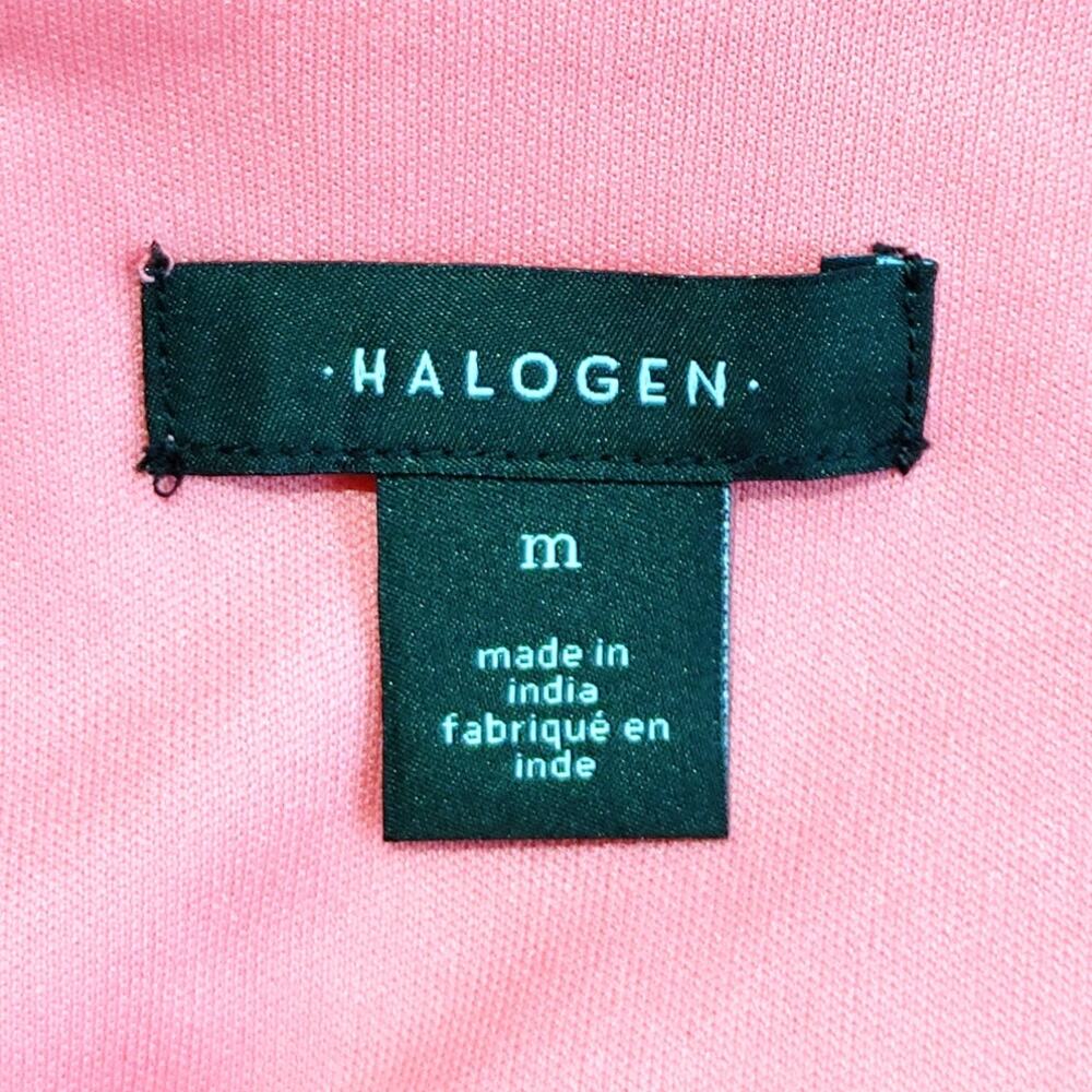 Halogen Puff Sleeve Satin Dress V-Neck Empire Waist Hot Pink Womens Size Medium - Picture 5 of 10